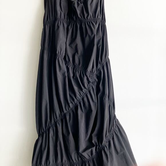 UO Urban Outfitters XS Dress Strapless Black Drawstring Long Asymmetrical - Picture 5 of 12